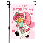 Lomsoe Happy Mother's Day Garden Flag Gnome with Love Heart Welcome Yard Flag Holiday Yard Outdoor Sign Mother's Day Decor Gift 12x18 Inch