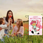 Lomsoe Happy Mother's Day Garden Flag Gnome with Love Heart Welcome Yard Flag Holiday Yard Outdoor Sign Mother's Day Decor Gift 12x18 Inch