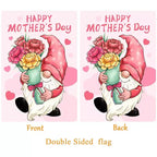 Lomsoe Happy Mother's Day Garden Flag Gnome with Love Heart Welcome Yard Flag Holiday Yard Outdoor Sign Mother's Day Decor Gift 12x18 Inch