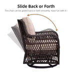 Garvee 3 Pcs Outside Table and Chairs, Wicker Swivel Rocker Patio Bistro Set for Backyard, Balcony, Garden, Apricot