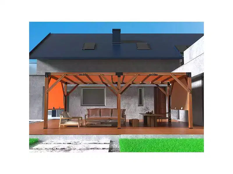 GustoWave Cedar Wood Outdoor Pergola with Retractable Shade Canopy, Heavy-Duty Wooden Gazebo for Patio Backyard Garden Poolside