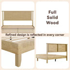 Dyonery Wood Queen Bed Frame, Platform Bed with Tall Headboard, Solid Wood Slat Support, Noise-Free Mattress Foundation, No Box Spring Needed