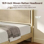 Dyonery Wood Queen Bed Frame, Platform Bed with Tall Headboard, Solid Wood Slat Support, Noise-Free Mattress Foundation, No Box Spring Needed