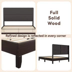 Dyonery Wood Queen Bed Frame, Platform Bed with Tall Headboard, Solid Wood Slat Support, Noise-Free Mattress Foundation, No Box Spring Needed