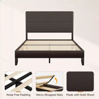 Dyonery Wood Queen Bed Frame, Platform Bed with Tall Headboard, Solid Wood Slat Support, Noise-Free Mattress Foundation, No Box Spring Needed