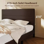 Dyonery Wood Queen Bed Frame, Platform Bed with Tall Headboard, Solid Wood Slat Support, Noise-Free Mattress Foundation, No Box Spring Needed