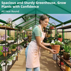 8x12 FT Greenhouse - Large Aluminum Greenhouses for Outdoors, Heavy Duty Polycarbonate Greenhouse with Roof Vent&Ground Nails, Walk-in Green Houses