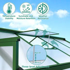 8x12 FT Greenhouse - Large Aluminum Greenhouses for Outdoors, Heavy Duty Polycarbonate Greenhouse with Roof Vent&Ground Nails, Walk-in Green Houses