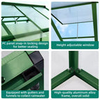 8x12 FT Greenhouse - Large Aluminum Greenhouses for Outdoors, Heavy Duty Polycarbonate Greenhouse with Roof Vent&Ground Nails, Walk-in Green Houses