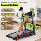 Folding Electric Treadmill for Home,3.5HP Quiet Brushless Home Treadmill w/ Incline,9 MPH,6 LCD Screens, 105 Programs,Treadmill with Heart Rate Sensor