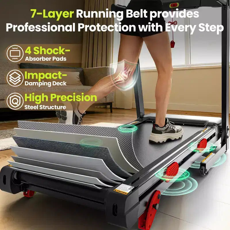 Electric Treadmill for Home with Quiet Motor, 0.69 MPH Speed Range, Incline, 350 lb Capacity and LED Monitor