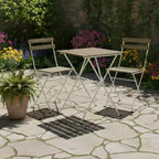 Gymax 3-Piece Acacia Wood Patio Bistro Set with Round Table & 2 Foldable Chairs Black + Brown/White + Gray