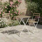 Gymax 3-Piece Acacia Wood Patio Bistro Set with Round Table & 2 Foldable Chairs Black + Brown/White + Gray