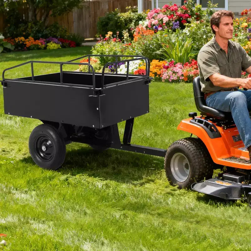 750lbs ATV/UTV Dump Trailer 15 Cubic Feet Capacity, Reinforced Side Panels,Heavy-Duty Off-Road Trailer with Dumping Function for Gardening and Farm