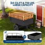 750lbs ATV/UTV Dump Trailer 15 Cubic Feet Capacity, Reinforced Side Panels,Heavy-Duty Off-Road Trailer with Dumping Function for Gardening and Farm