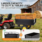 750lbs ATV/UTV Dump Trailer 15 Cubic Feet Capacity, Reinforced Side Panels,Heavy-Duty Off-Road Trailer with Dumping Function for Gardening and Farm