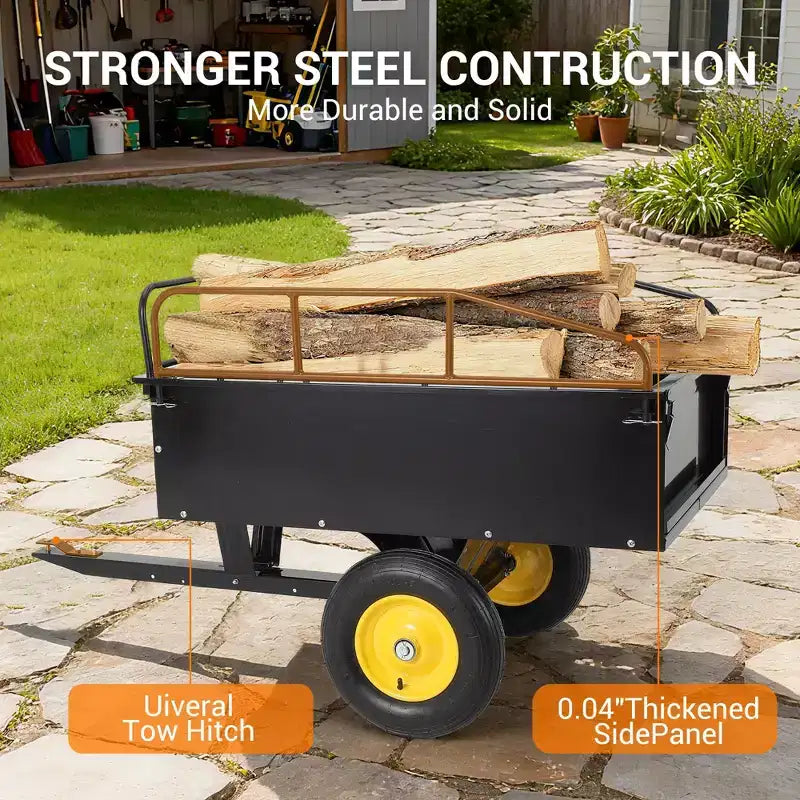 750lbs ATV/UTV Dump Trailer 15 Cubic Feet Capacity, Reinforced Side Panels,Heavy-Duty Off-Road Trailer with Dumping Function for Gardening and Farm