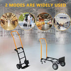 2-in-1 Folding Convertible Hand Truck, 4 Non-Flat Wheels, 400Lbs Heavy Duty, for Warehouse Office Industrial Use