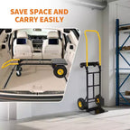 2-in-1 Folding Convertible Hand Truck, 4 Non-Flat Wheels, 400Lbs Heavy Duty, for Warehouse Office Industrial Use