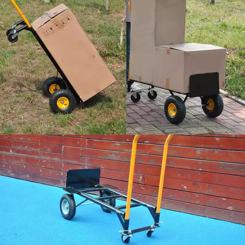 2-in-1 Folding Convertible Hand Truck, 4 Non-Flat Wheels, 400Lbs Heavy Duty, for Warehouse Office Industrial Use