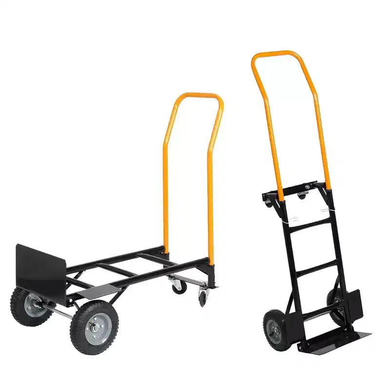 2-in-1 Folding Convertible Hand Truck, 4 Non-Flat Wheels, 400Lbs Heavy Duty, for Warehouse Office Industrial Use