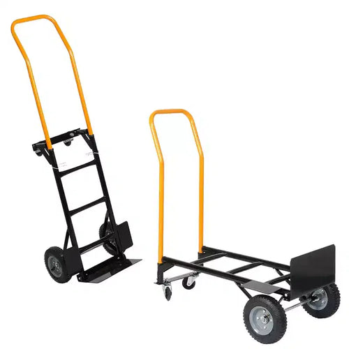 2-in-1 Folding Convertible Hand Truck, 4 Non-Flat Wheels, 400Lbs Heavy Duty, for Warehouse Office Industrial Use