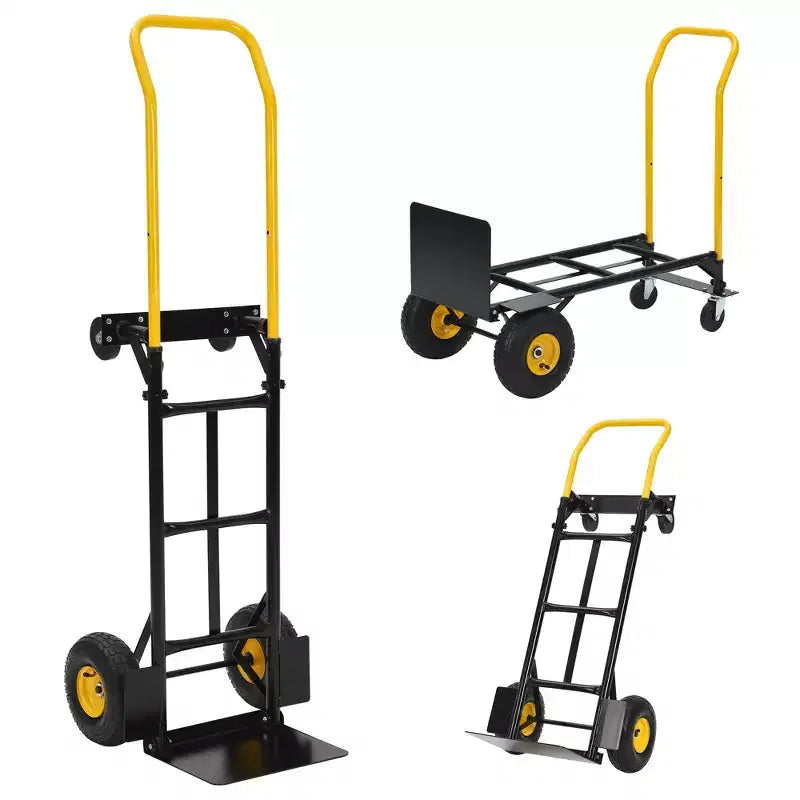 2-in-1 Folding Convertible Hand Truck, 4 Non-Flat Wheels, 400Lbs Heavy Duty, for Warehouse Office Industrial Use