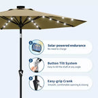 GustoWave Patio Umbrella, Outdoor Table Umbrella , Crank Lift, Push Button Tilt and 8 Sturdy Ribs