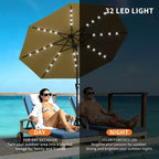 GustoWave Patio Umbrella, Outdoor Table Umbrella , Crank Lift, Push Button Tilt and 8 Sturdy Ribs