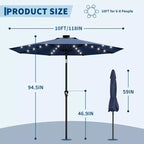 GustoWave Patio Umbrella, Outdoor Table Umbrella , Crank Lift, Push Button Tilt and 8 Sturdy Ribs