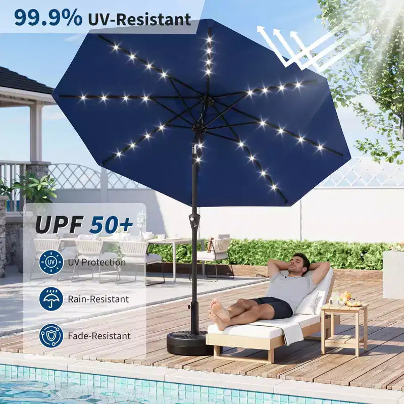 GustoWave Patio Umbrella, Outdoor Table Umbrella , Crank Lift, Push Button Tilt and 8 Sturdy Ribs