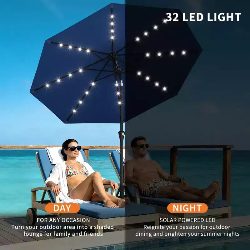 GustoWave Patio Umbrella, Outdoor Table Umbrella , Crank Lift, Push Button Tilt and 8 Sturdy Ribs