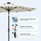 GustoWave Patio Umbrella, Outdoor Table Umbrella , Crank Lift, Push Button Tilt and 8 Sturdy Ribs