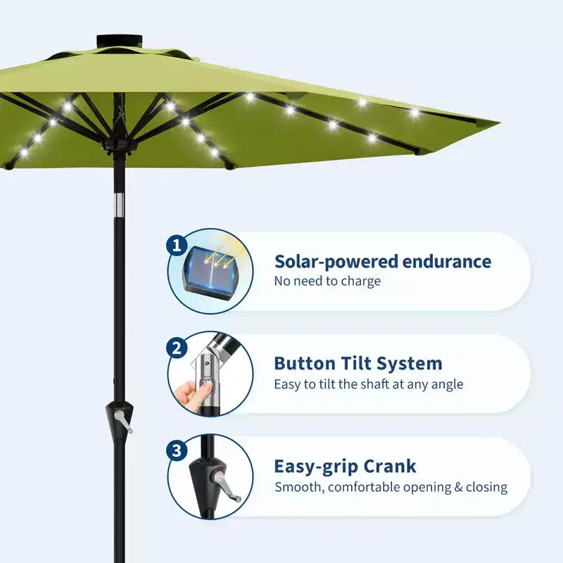 GustoWave Patio Umbrella, Outdoor Table Umbrella , Crank Lift, Push Button Tilt and 8 Sturdy Ribs