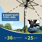 GustoWave Patio Umbrella, Outdoor Table Umbrella , Crank Lift, Push Button Tilt and 8 Sturdy Ribs