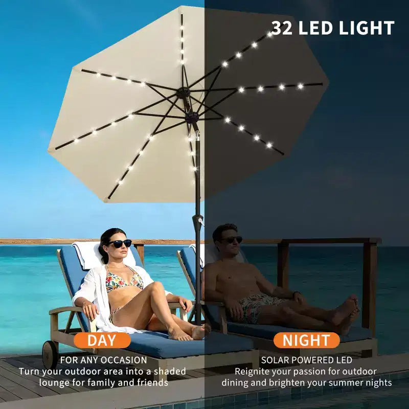 GustoWave Patio Umbrella, Outdoor Table Umbrella , Crank Lift, Push Button Tilt and 8 Sturdy Ribs