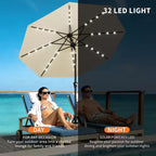 GustoWave Patio Umbrella, Outdoor Table Umbrella , Crank Lift, Push Button Tilt and 8 Sturdy Ribs
