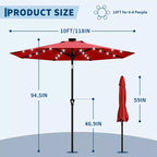GustoWave Patio Umbrella, Outdoor Table Umbrella , Crank Lift, Push Button Tilt and 8 Sturdy Ribs