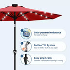 GustoWave Patio Umbrella, Outdoor Table Umbrella , Crank Lift, Push Button Tilt and 8 Sturdy Ribs