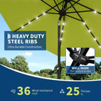 GustoWave Patio Umbrella, Outdoor Table Umbrella , Crank Lift, Push Button Tilt and 8 Sturdy Ribs
