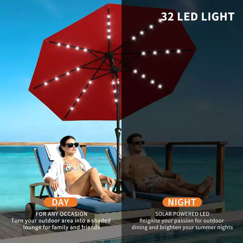 GustoWave Patio Umbrella, Outdoor Table Umbrella , Crank Lift, Push Button Tilt and 8 Sturdy Ribs