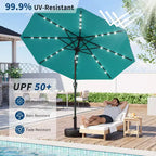 GustoWave Patio Umbrella, Outdoor Table Umbrella , Crank Lift, Push Button Tilt and 8 Sturdy Ribs
