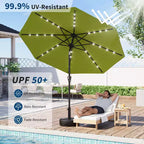 GustoWave Patio Umbrella, Outdoor Table Umbrella , Crank Lift, Push Button Tilt and 8 Sturdy Ribs