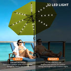 GustoWave Patio Umbrella, Outdoor Table Umbrella , Crank Lift, Push Button Tilt and 8 Sturdy Ribs
