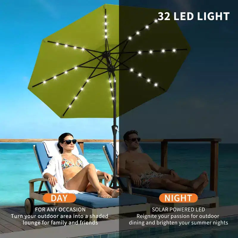 GustoWave Patio Umbrella, Outdoor Table Umbrella , Crank Lift, Push Button Tilt and 8 Sturdy Ribs