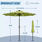 GustoWave Patio Umbrella, Outdoor Table Umbrella , Crank Lift, Push Button Tilt and 8 Sturdy Ribs