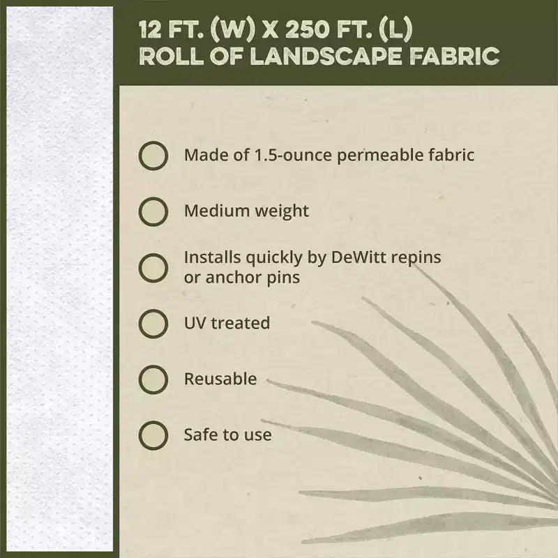 DeWitt Company NS12250 N-Sulate 12 x 250 Feet Outdoor Winter Weather Heavy-Duty Bulk Plant Frost Freeze Protection Blanket Cover, White