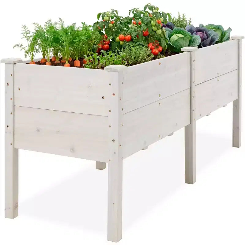 Best Choice Products 72 x 24 x 30 Raised Garden Bed, Extra Deep 16 Depth, Elevated Wood Planter Stand - White
