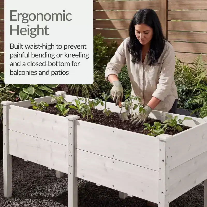 Best Choice Products 72 x 24 x 30 Raised Garden Bed, Extra Deep 16 Depth, Elevated Wood Planter Stand - White