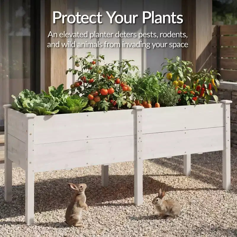 Best Choice Products 72 x 24 x 30 Raised Garden Bed, Extra Deep 16 Depth, Elevated Wood Planter Stand - White